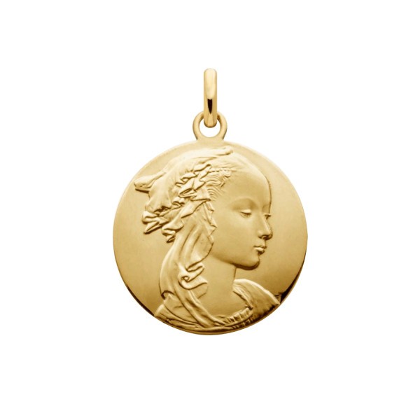 Médaille Arthus Bertrand Vierge Adorazione en or jaune 14 mm