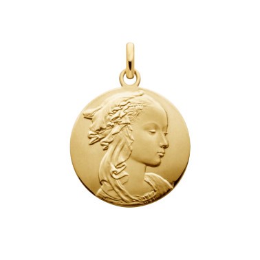 Médaille Arthus Bertrand Vierge Adorazione en or jaune 14 mm