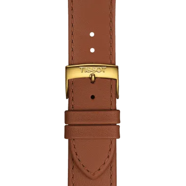 Montre Tissot T-Classic Everytime Gent quartz cadran argent bracelet cuir miel 38 mm