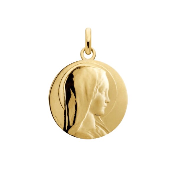 Médaille Arthus Bertrand Vierge jeune en or jaune polie brillante 15 mm
