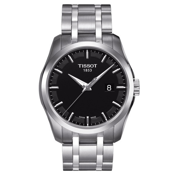 Montre Tissot T-Classic Couturier quartz cadran noir bracelet acier 39 mm T035.410.11.051.00
