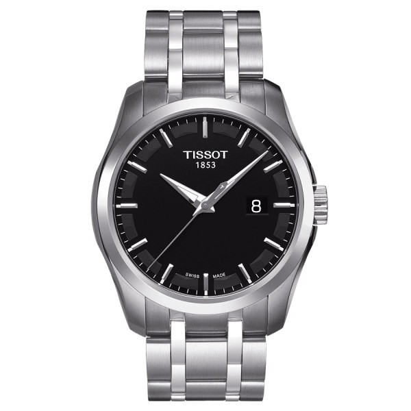 Montre Tissot T-Classic Couturier quartz cadran noir bracelet acier 39 mm