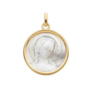Médaille Arthus Bertrand Virgo Amabilis en or jaune et nacre 19 mm