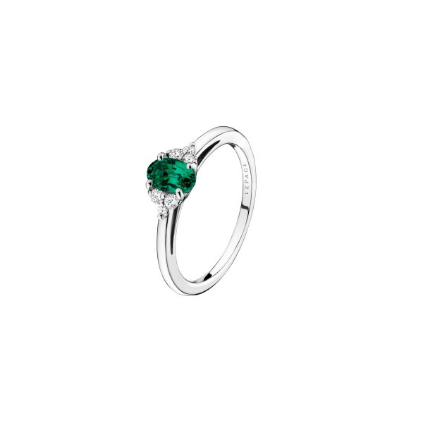 Ring Lepage Madeleine white gold and emerald