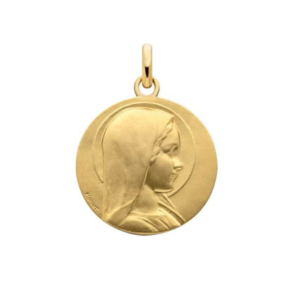Médaille Arthus Bertrand Vierge Jeune en or jaune sablée 18 mm PL