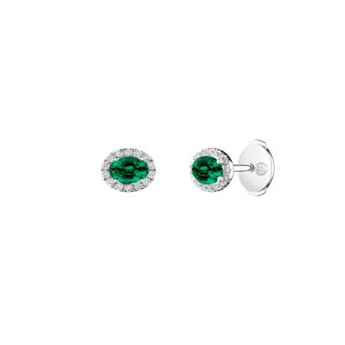 Boucles d'oreilles Lepage Eléanor en or blanc, émeraude et diamants LEO7E5X4CG