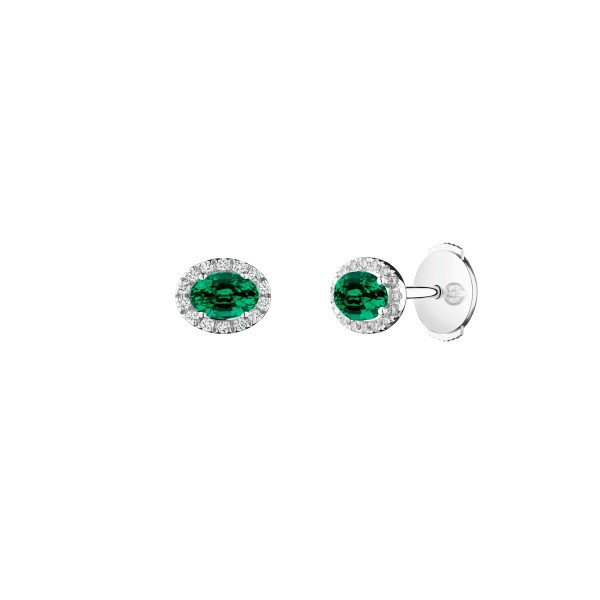 Boucles d'oreilles Lepage Eléanor en or blanc, émeraude et diamants LEO7E5X4CG