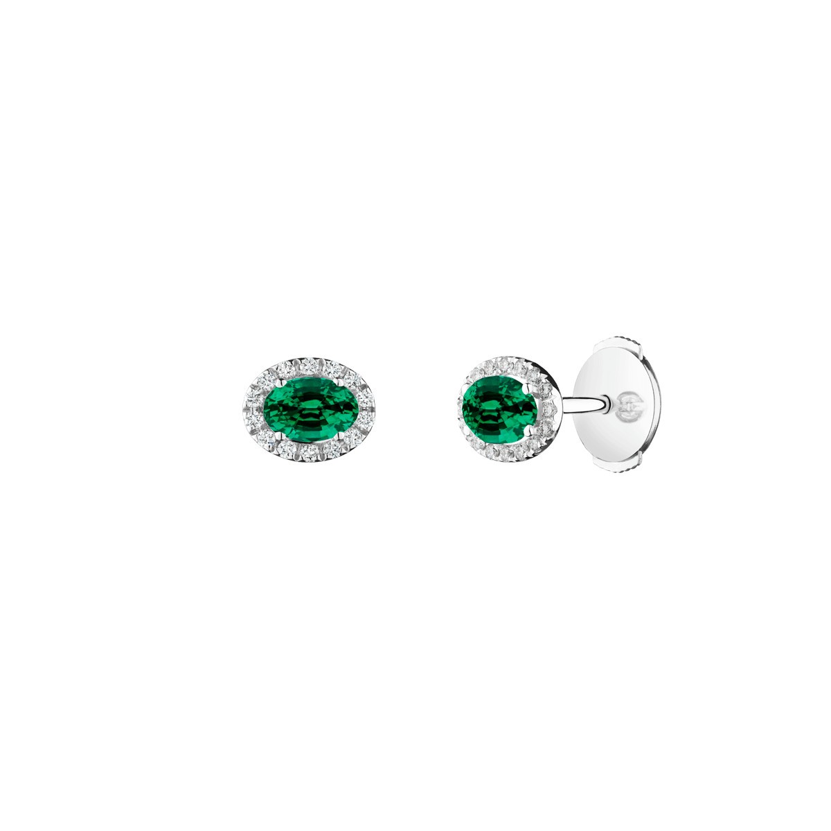 Boucles d'oreilles Lepage Eléanor en or blanc, émeraude et diamants LEO7E5X4CG