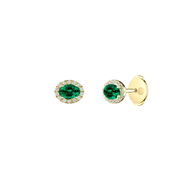 Boucles d'oreilles Lepage Eléanor en or jaune, émeraude et diamants LEO7E5X4CJ