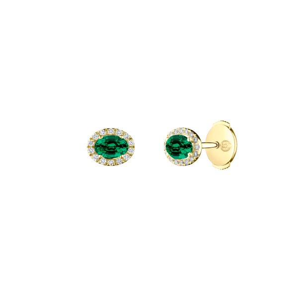 Boucles d'oreilles Lepage Eléanor en or jaune, émeraude et diamants LEO7E5X4CJ