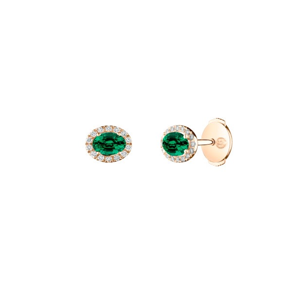 Boucles d'oreilles Lepage Eléanor en or rose, émeraude et diamants LEO7E5X4CR