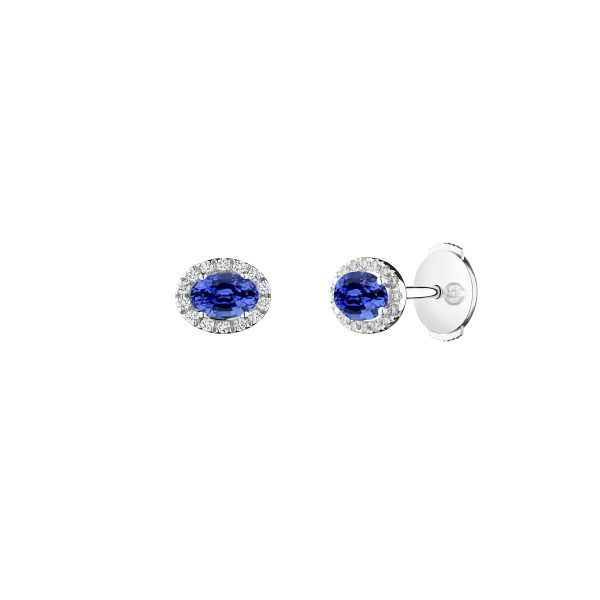 Boucles d'oreilles Lepage Eléanor en or blanc, saphir et diamants LEO7S5X4CG