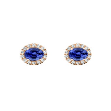 Boucles d'oreilles Lepage Eléanor en or rose, saphir et diamants
