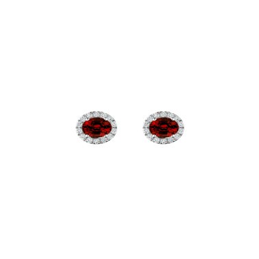 Boucles d'oreilles Lepage Eléanor en or blanc, rubis et diamants