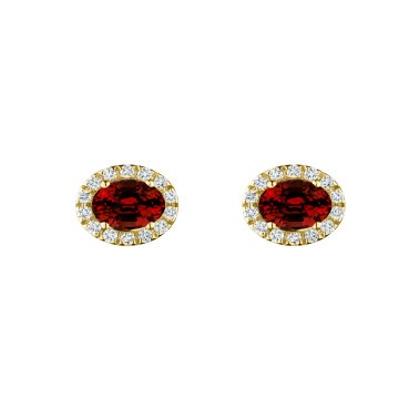 Boucles d'oreilles Lepage Eléanor en or jaune, rubis et diamants