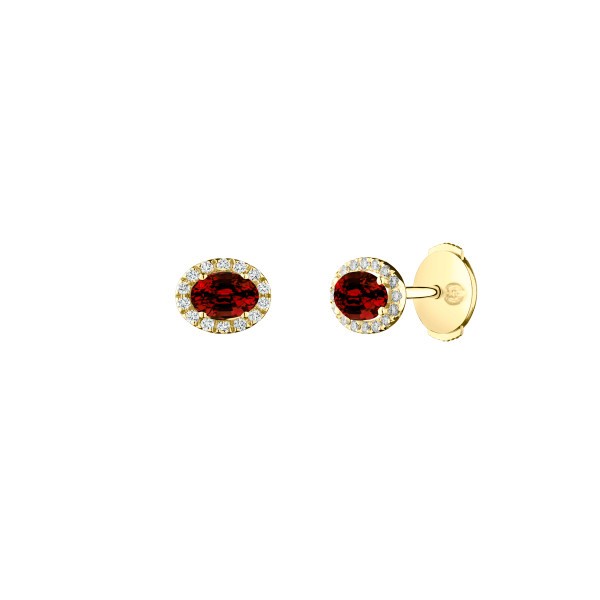 Boucles d'oreilles Lepage Eléanor en or jaune, rubis et diamants