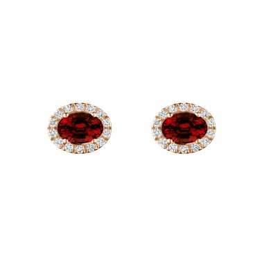 Boucles d'oreilles Lepage Eléanor en or rose, rubis et diamants