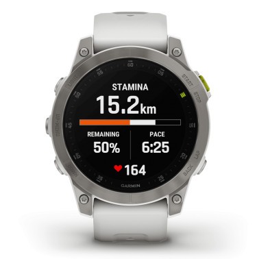 Montre Garmin Epix (Gen 2) Sapphire Titane bracelet silicone blanc 47 mm 010-02582-21