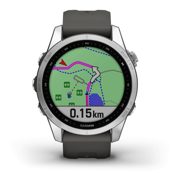 Montre Garmin Fénix 7S Silver bracelet silicone 010-02539-01 - Lepage