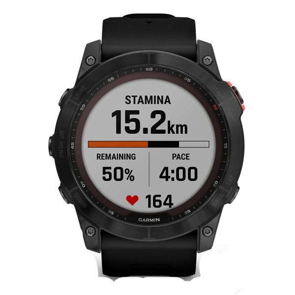 Garmin Fenix 7X Solar Titanium Gray watch black silicone strap 51 mm