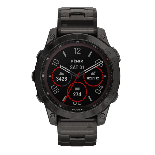 Garmin Fenix 7 Sapphire Solar Titanium Carbon Gray DLC watch strap 47 mm