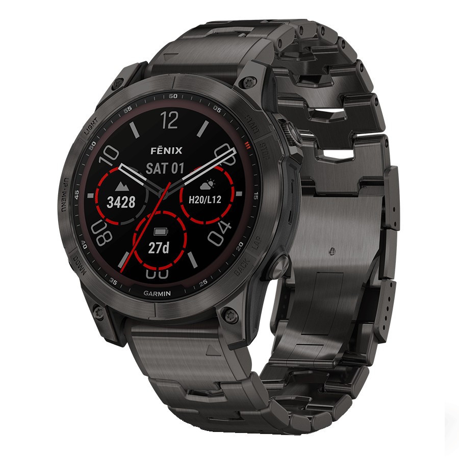 Montre Garmin Fénix 7 Sapphire Solar Titane Carbon Gray DLC bracelet titane Gray DLC 47 mm