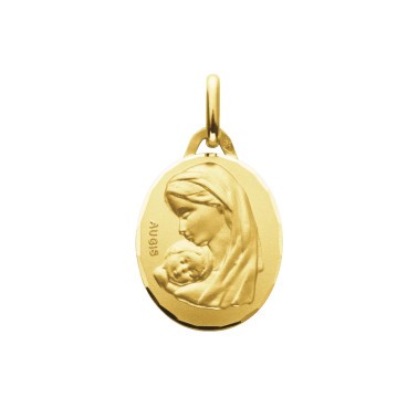 Médaille ovale Augis Vierge à l'Enfant en or jaune