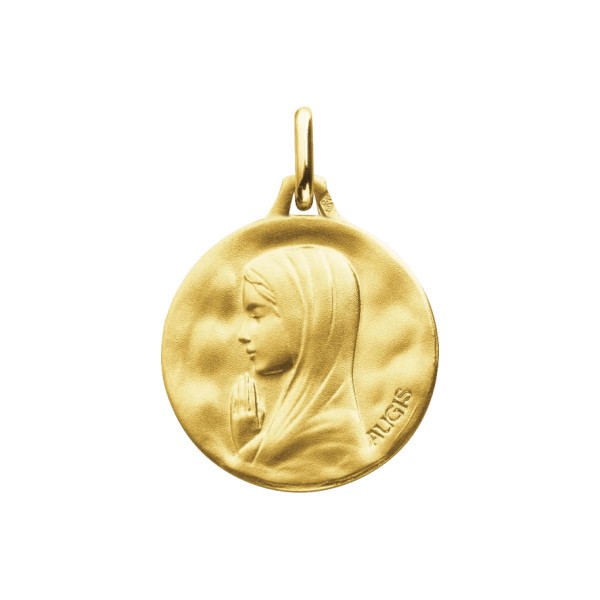 Médaille Augis Vierge Priante en or jaune
