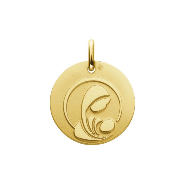 Médaille Augis Vierge à l'Enfant esquisse en or jaune 16 mm 3600081600