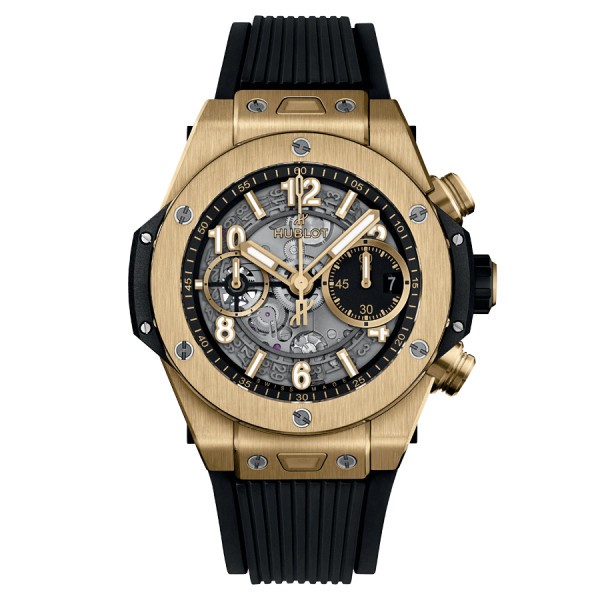 Hublot Big Bang Unico Yellow Gold watch skeleton dial black rubber strap 42 mm 441.VX.1131.RX
