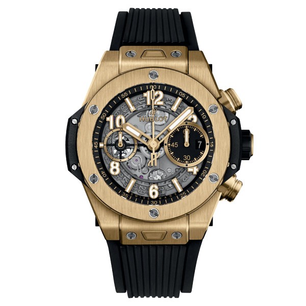 Montre Hublot Big Bang Unico Yellow Gold cadran squelette bracelet caoutchouc noir 42 mm 441.VX.1131.RX