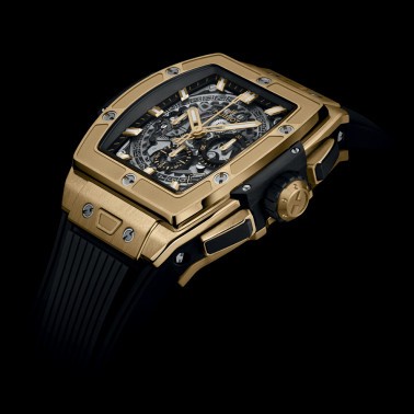 Hublot Spirit Of Big Bang Yellow Gold automatic watch skeleton dial black rubber strap 42 mm 642.VX.0130.RX