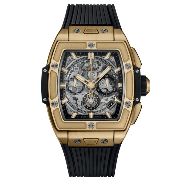 Hublot Spirit Of Big Bang Yellow Gold automatic watch skeleton dial black rubber strap 42 mm 642.VX.0130.RX