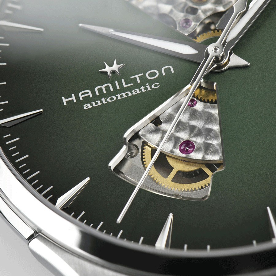 Hamilton Jazzmaster Open Heart Auto watch green dial brown leather strap 40 mm H32675560