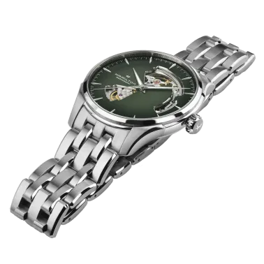 Montre Hamilton Jazzmaster Open Heart Auto cadran vert bracelet acier 40 mm