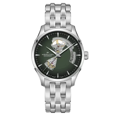 Montre Hamilton Jazzmaster Open Heart Auto cadran vert bracelet acier 40 mm