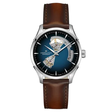 Hamilton Jazzmaster Open Heart Auto watch blue dial brown leather strap 40 mm H32675540