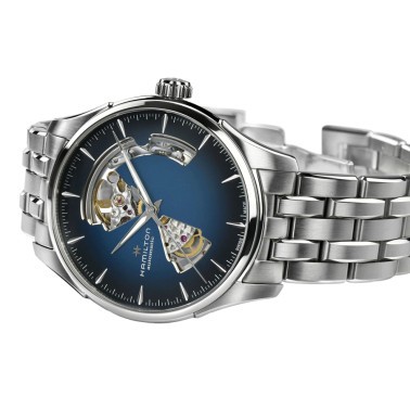 Hamilton Jazzmaster Open Heart Auto watch blue dial steel bracelet 40 mm H32675140