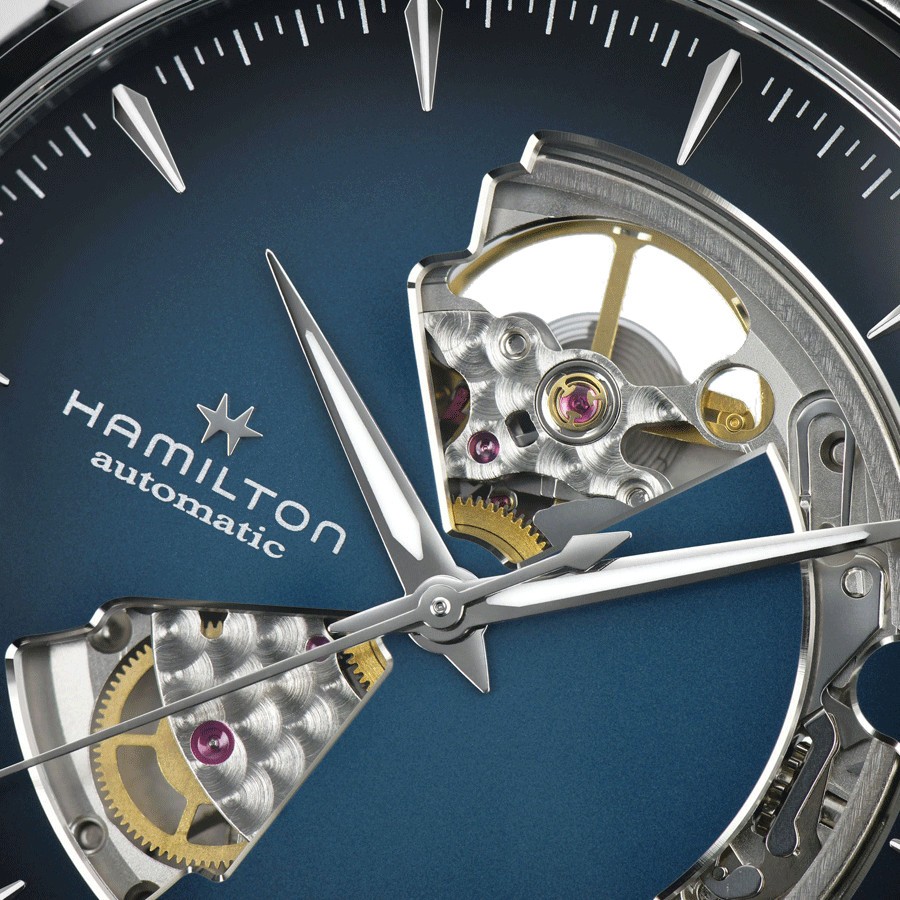 Hamilton Jazzmaster Open Heart Auto watch blue dial steel bracelet 40 mm H32675140