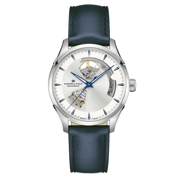 Hamilton Jazzmaster Open Heart Auto watch silver dial blue leather strap 40 mm H32675650