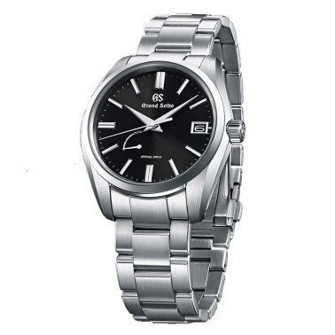 Montre Grand Seiko Heritage Spring Drive cadran noir bracelet acier 40 mm