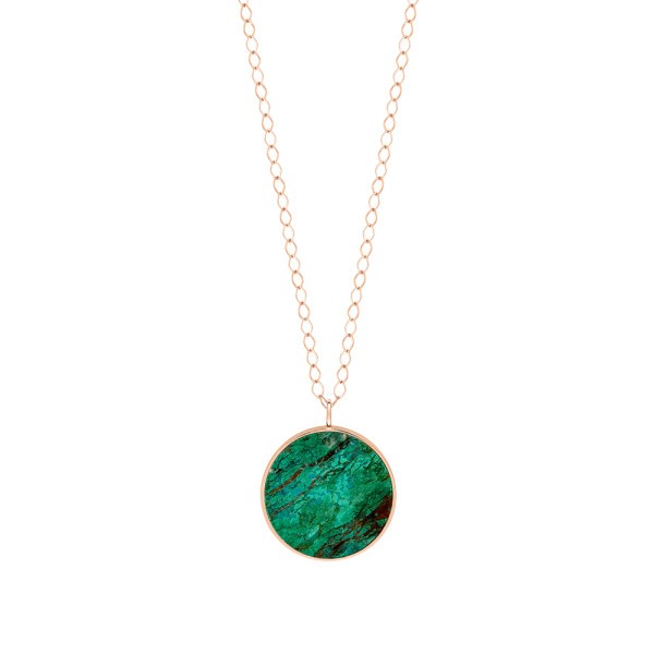 Collier Ginette NY Ever Disc Jumbo en or rose et chrysocolle - EVECH1