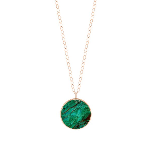 Ever Disc necklace in pink gold and chrysocolle - EVECH1