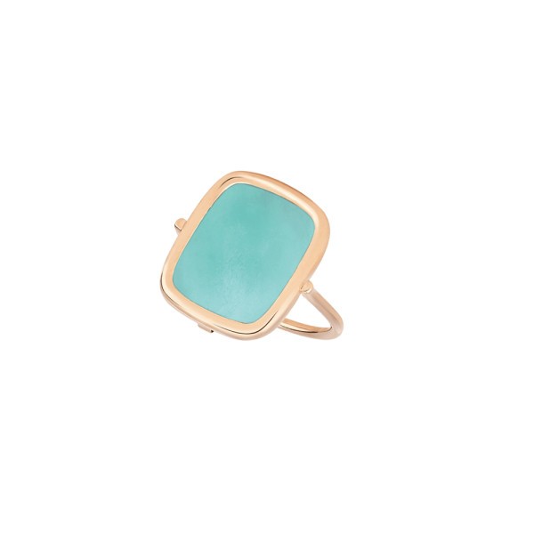 Bague Ginette NY Antique Ring en or rose et amazonite RANTA