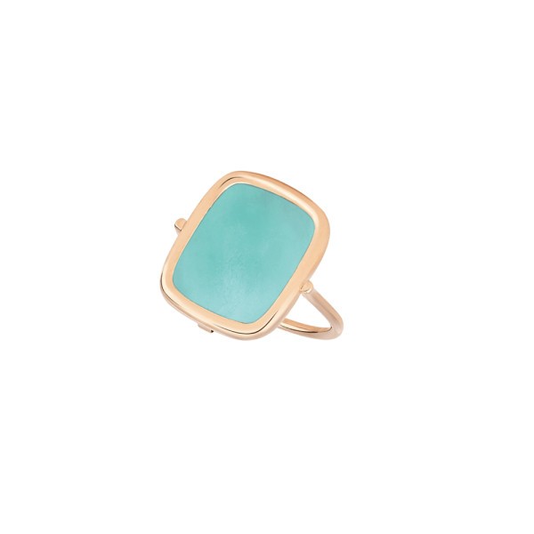 Ginette NY Antique Ring in pink golg and amazonite