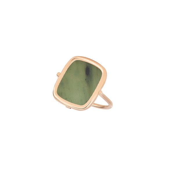 Ginette NY Antique Ring in pink golg and jade