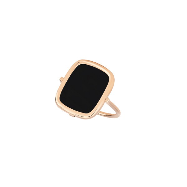 Ginette NY Antique Ring in pink golg and onyx