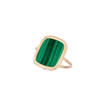Bague Ginette NY Antique Ring en or rose et malachite RANTM