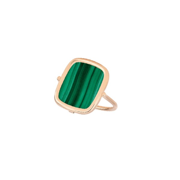 Bague Ginette NY Antique Ring en or rose et malachite RANTM