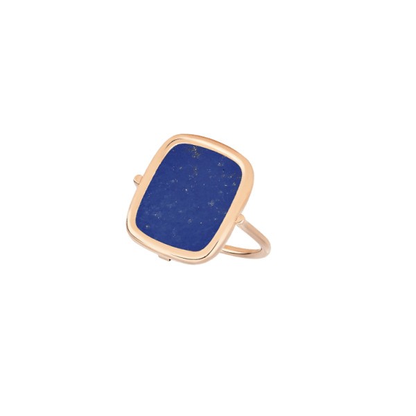 Ginette NY Antique Ring in pink golg and lapis lazuli